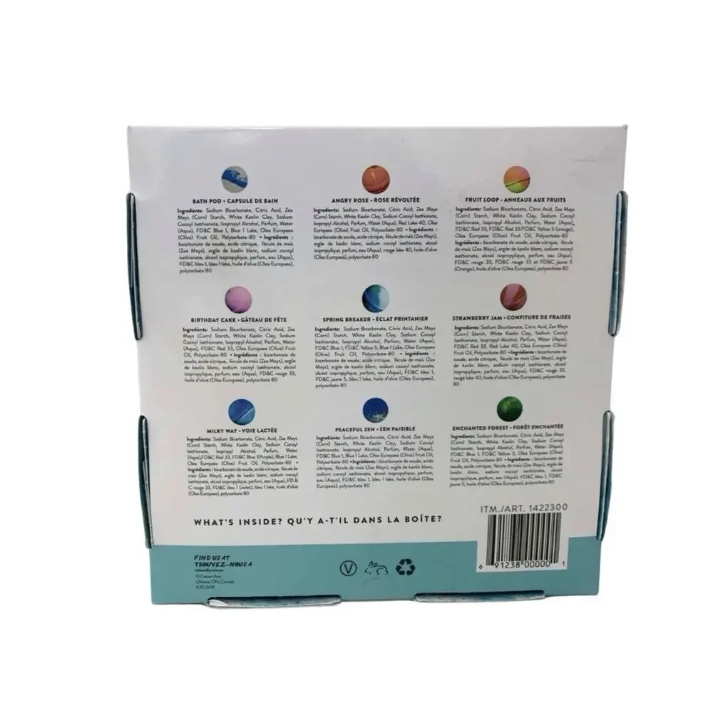 Naturally Vain Luxury Bath Bomb Set 9Pack Assorted Scents Non Staining